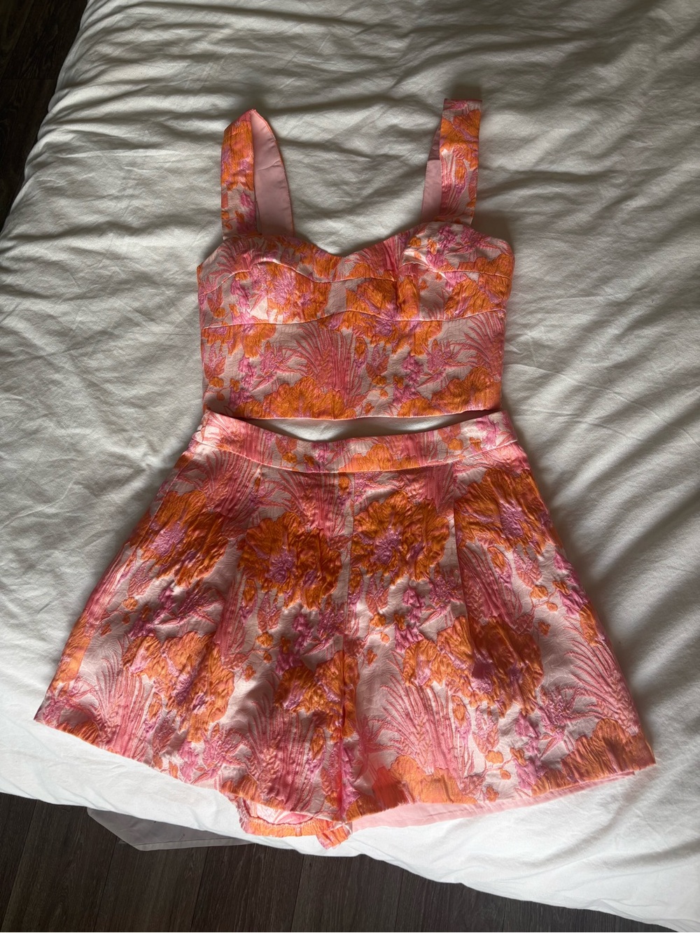 Amanda Uprichard Pink and Orange Floral Tank Top Set xs short/small top - Picture 11 of 11